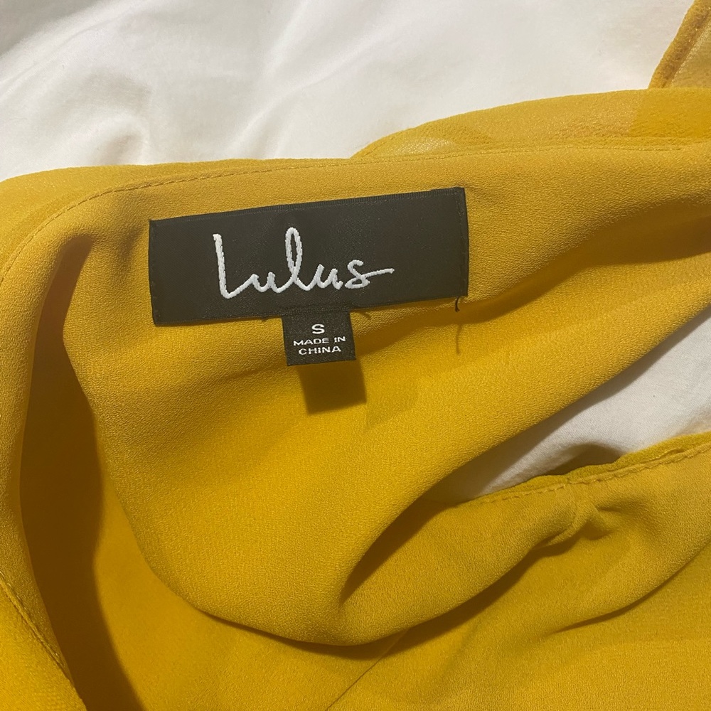 Lulu’s Hot Like Fire Golden Yellow Spaghetti Strap Backless Dress - Picture 8 of 8